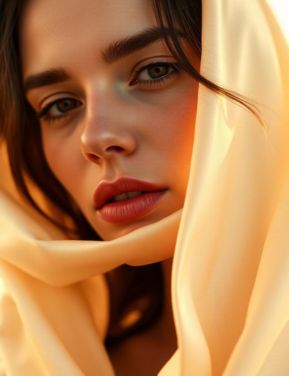 Cream silk close up